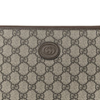 GG Supreme Monogram Azalea Calfskin Retro Interlocking G Wristlet Pouch Beige Ebony Brown Sugar