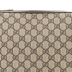 GG Supreme Monogram Textured Calfskin Web Super Mini Ophidia Shoulder Bag Beige Ebony New Acero