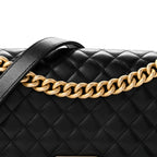 Lambskin Quilted Medium Boy Flap Black