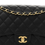 Caviar Quilted Jumbo Double Flap Black