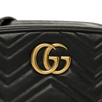 Calfskin Matelasse Small GG Marmont Chain Shoulder Bag Black