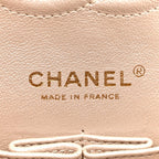 Pearly Caviar Quilted Medium Double Flap Light Beige