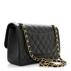 Caviar Quilted Jumbo Double Flap Black