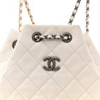 Patent Goatskin Quilted Small Gabrielle Backpack White