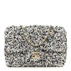 Sequin Mini Flap Gray Black White Pearly White