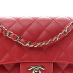 Caviar Quilted Small Double Flap Red