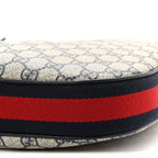 GG Supreme Monogram Textured Calfskin Web Large Attache Shoulder Bag Beige Blue