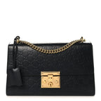 Guccissima Medium Padlock Shoulder Bag Black