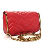 Calfskin Matelasse Super Mini GG Marmont Shoulder Bag Hibiscus Red