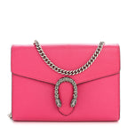 Dollar Calfskin Crystal Mini Dionysus Chain Wallet Box Pink