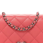 Lambskin Quilted Wallet On Chain WOC Pink