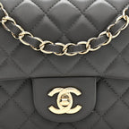 Lambskin Quilted Mini Rectangular Flap Dark Grey