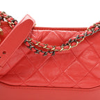 Aged Calfskin Quilted Small Gabrielle Hobo Pink