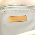 Iridescent Calfskin Quilted Large Chanel 19 Flap White