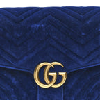 Velvet Matelasse GG Marmont Clutch Cobalt Blue