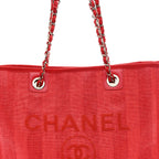 Mixed Fibers Striped Small Deauville Tote Red