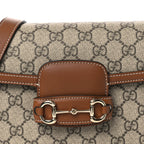 GG Supreme Monogram Duomo Lux Horsebit 1955 Soft Small Shoulder Bag Beige Ebony Sundial