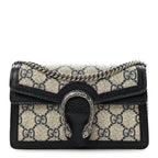 GG Supreme Monogram Textured Dollar Calfskin Super Mini Dionysus Shoulder Bag Beige Blue