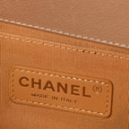 Pearl Calfskin Quilted Small Boy Flap Gold