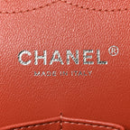 Lambskin Quilted Jumbo Double Flap Orange