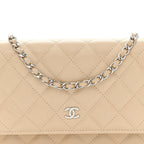 Caviar Quilted Wallet on Chain WOC Beige