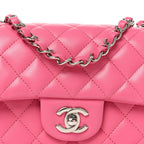 Lambskin Quilted Mini Rectangular Flap Pink