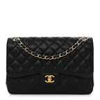 Caviar Quilted Jumbo Double Flap Black