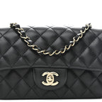 Lambskin Quilted Mini Rectangular Flap Black