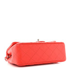 Lambskin Quilted Mini Rectangular Flap Red