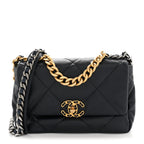 Goatskin Quilted Medium Chanel 19 Flap Navy Blue