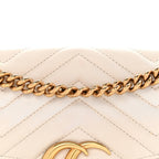 Calfskin Matelasse Small GG Marmont Shoulder Bag White