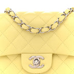Lambskin Quilted Mini Square Flap Yellow
