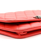 Lambskin Quilted Boy Wallet On Chain WOC Red