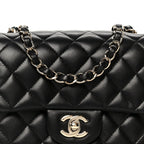 Lambskin Quilted Mini Square Flap Black