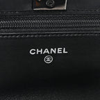 Lambskin Quilted Trendy CC Wallet On Chain WOC So Black