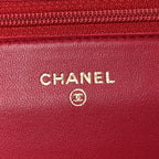 Lambskin Quilted Wallet On Chain WOC Dark Pink