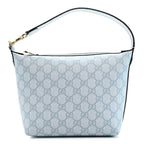 GG Supreme Monogram Textured Calfskin Web Super Mini Ophidia Shoulder Bag Dusty Blue