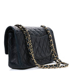 Lambskin Quilted Medium Double Flap Black