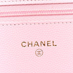 Caviar Quilted Wallet on Chain WOC Light Pink