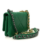 Lambskin Quilted Chanel 19 Wallet On Chain WOC Green
