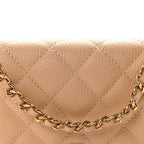 Caviar Quilted Wallet on Chain WOC Beige