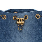 Washed Denim Quilted Mini Chanel 25 Handbag Blue