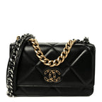 Lambskin Quilted Chanel 19 Wallet On Chain WOC Black
