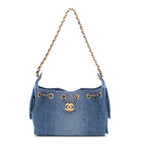 Washed Denim Quilted Mini Chanel 25 Handbag Blue
