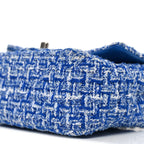 Tweed Quilted Mini Rectangular Flap Blue White