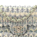 Tweed Quilted Mini Rectangular Flap Light Green Silver White