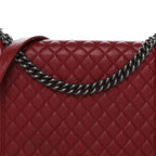 Caviar Quilted Large Boy Flap Dark Red