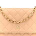 Caviar Quilted Wallet on Chain WOC Beige