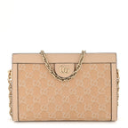 Denim Calfskin GG Monogram Small Ophidia Chain Shoulder Bag Light Beige