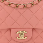 Lambskin Quilted Mini Square Flap Pink